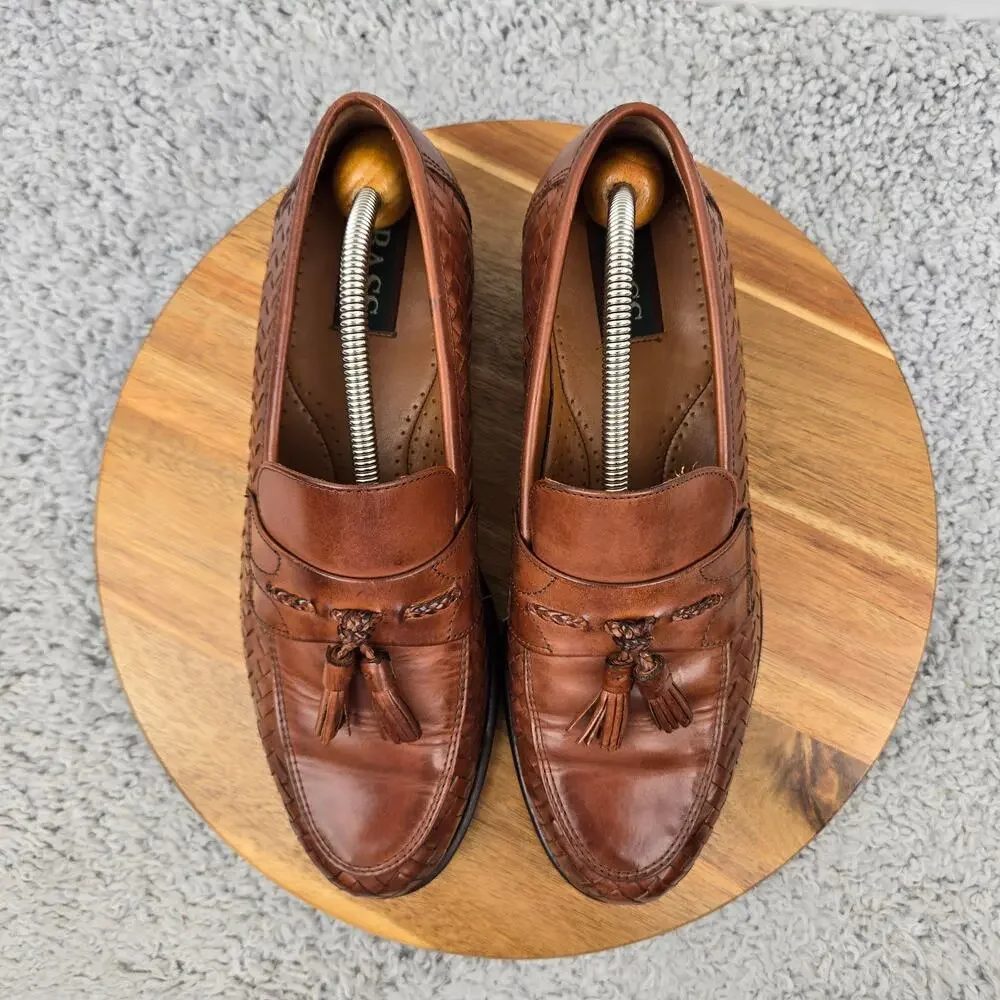 G.H. Bass Mens 9M Jerome Brown Woven Leather Casual Daily Office Tasseled Loafer